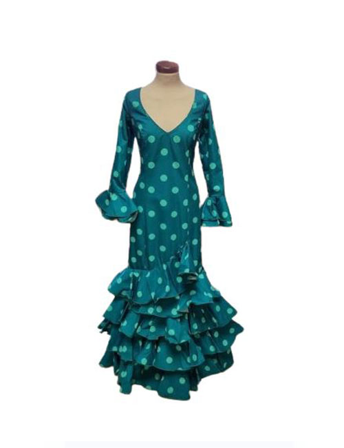 Size 46. Flamenco Costume. Lolita Dark Green Water Green Polka Dots
